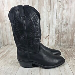Laredo Mens Black Leather Western Cowboy Boots Pointed Toe 7 D 1257